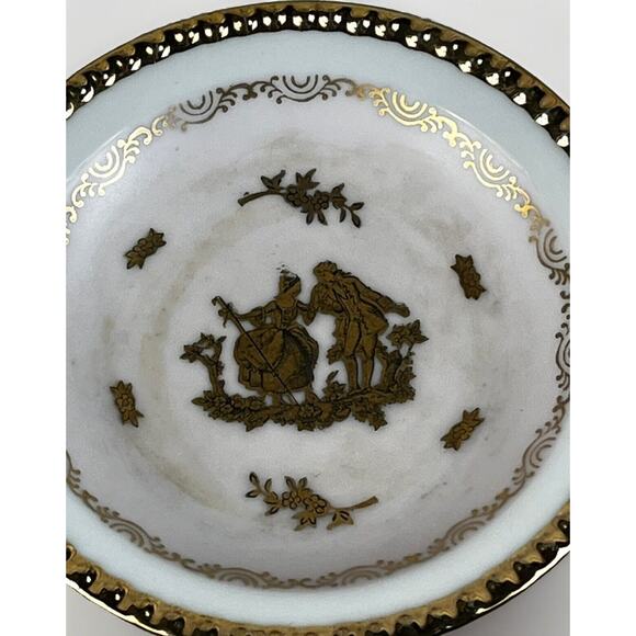 ANDREA by SADEK 4" COURTING COUPLE Saucer Trinket Dishes PALE Pink/GOLD Lot of 7 - Picture 10 of 10